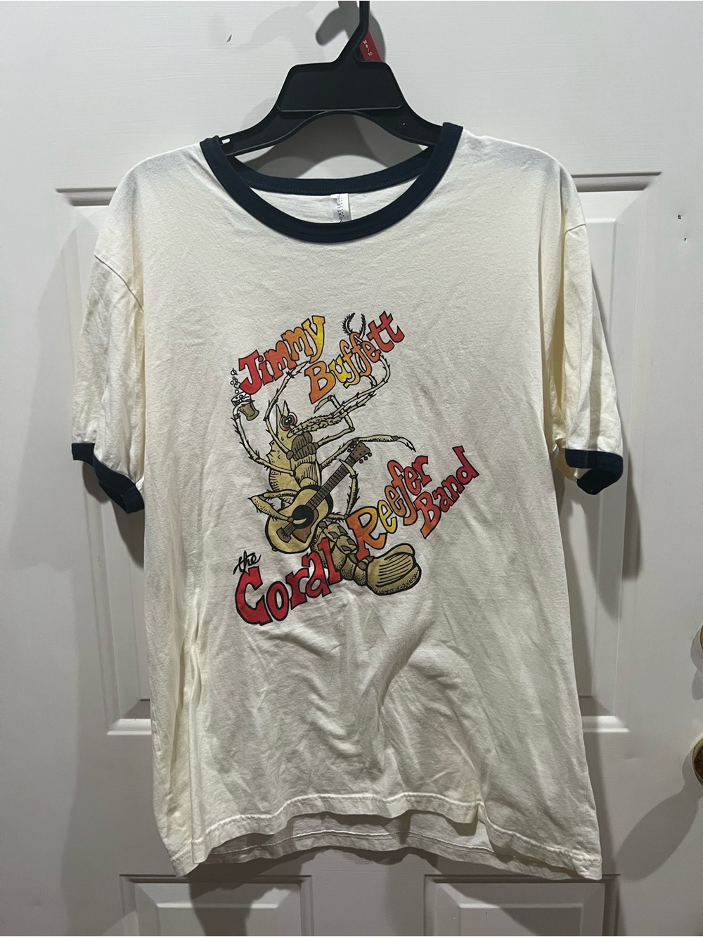 Next Level Apparel Ringer Tee with Navy Trim - Jimmy Buffet Coral Reefer Graphic